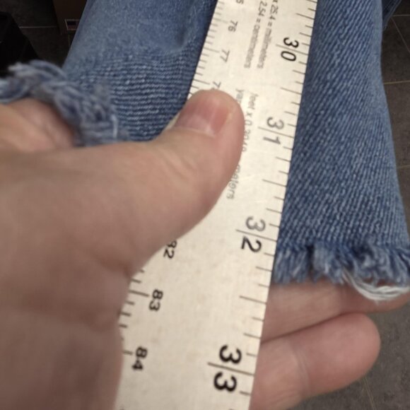 SO Flare Jeans Womens 9 29W Blue Lace Up Front High Waist Frayed Hem Retro Y2K - Picture 10 of 11